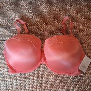 Auden Smooth Light Lift Comfort Wire Demi Coverage Bra Pink Lace 38DDD New